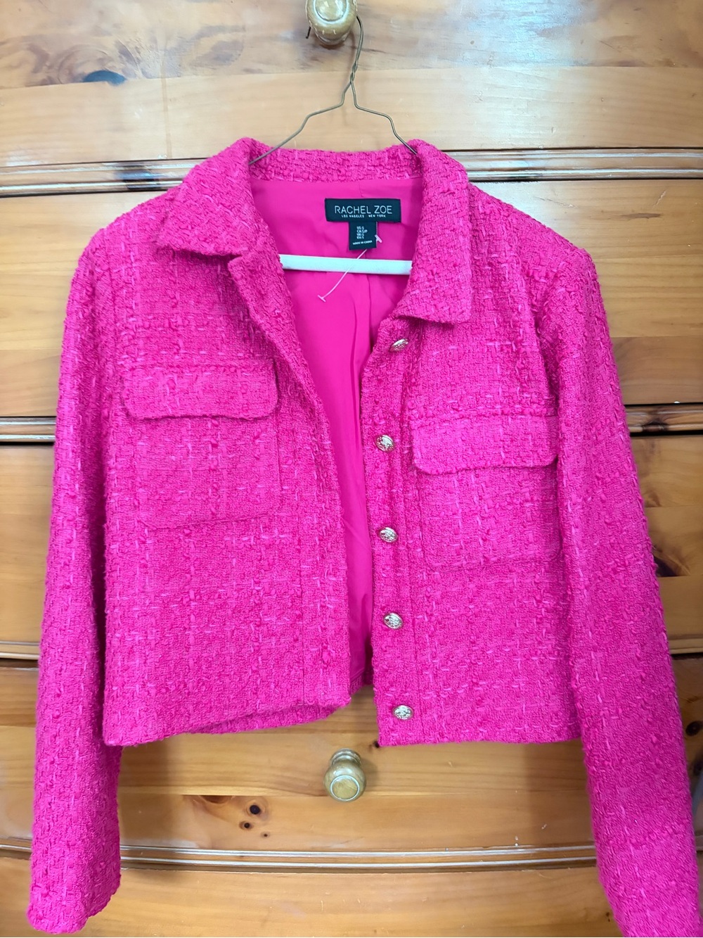 Rachel Zoe Hot Pink Tweed Cropped Blazer